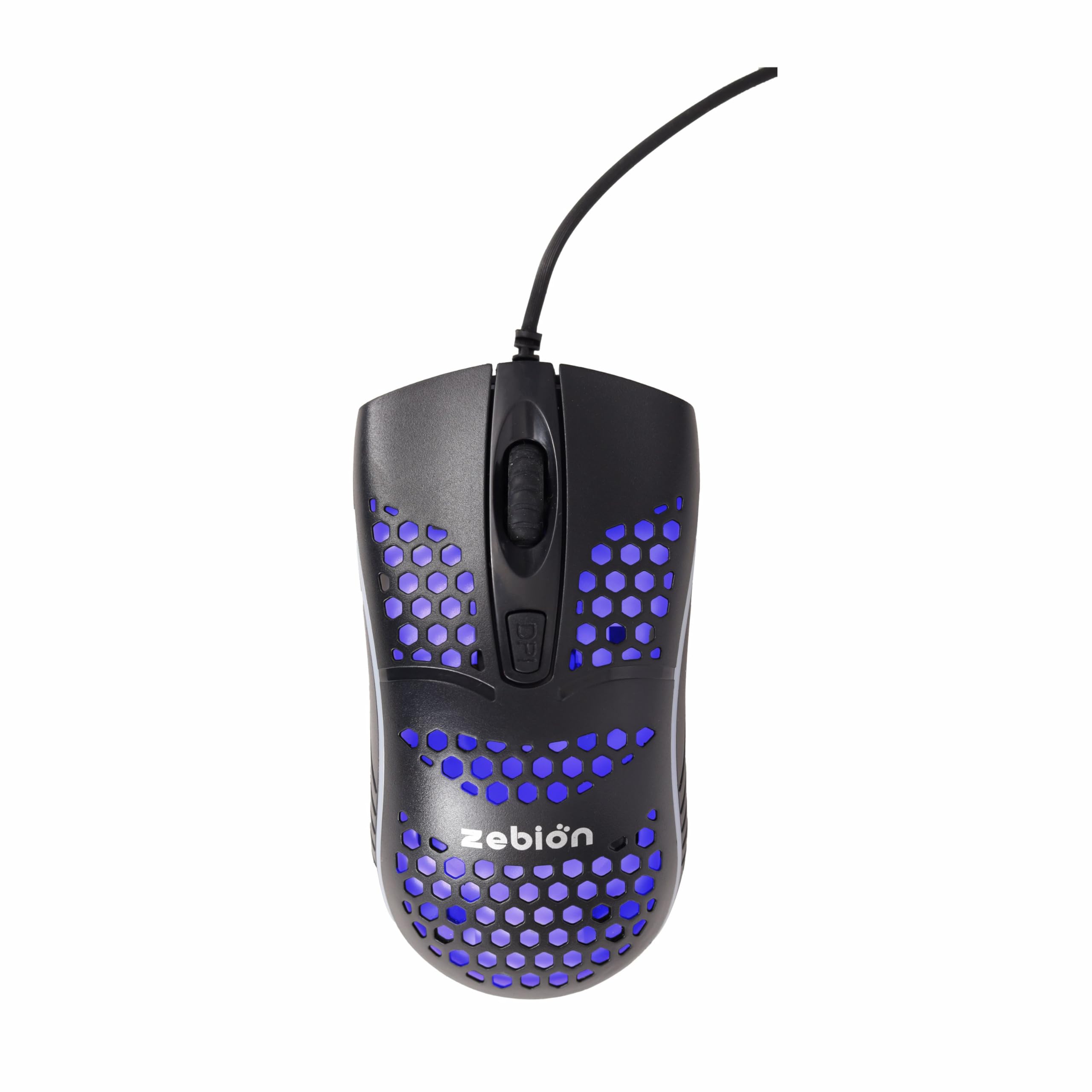 Zebion Jazzy Wired Gaming Mouse with Honeycomb Design, RGB Led Lights, Adjustable DPI 800/1000/1800, Lightweight and Ergonomic Design with Comfortable Feel, 1 Year Warranty, Black Color-image-4
