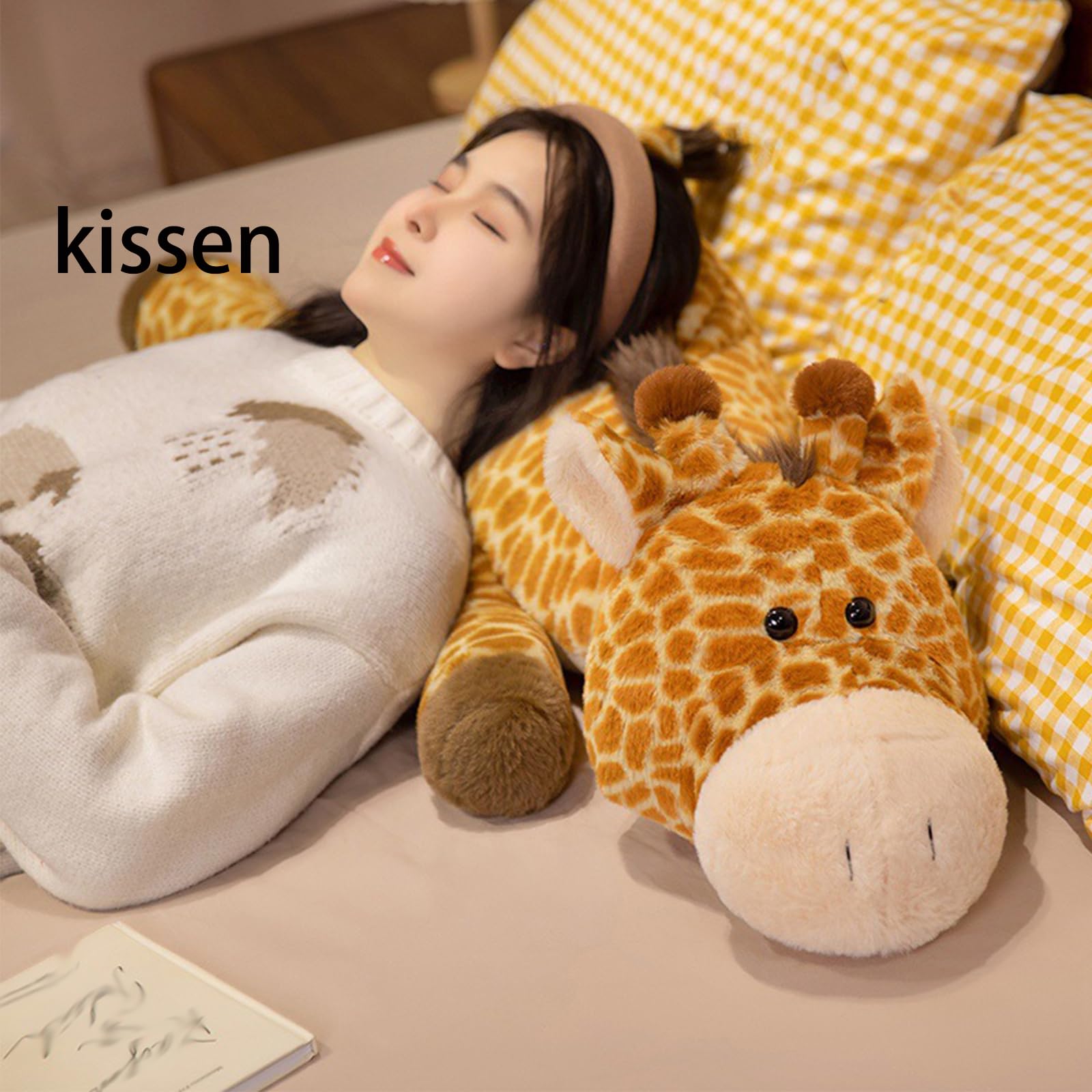 Giraffe Kuscheltier, 40/60/90/110cm Groß Plüschtier, Stofftier Plüsch Puppe Plüschtiere, Geschenk für Jungen Mädchen (90CM)