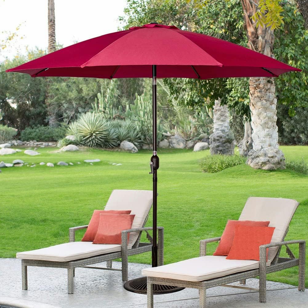 Sundale Outdoor Patio Umbrella Market Umbrella 9 ft Red