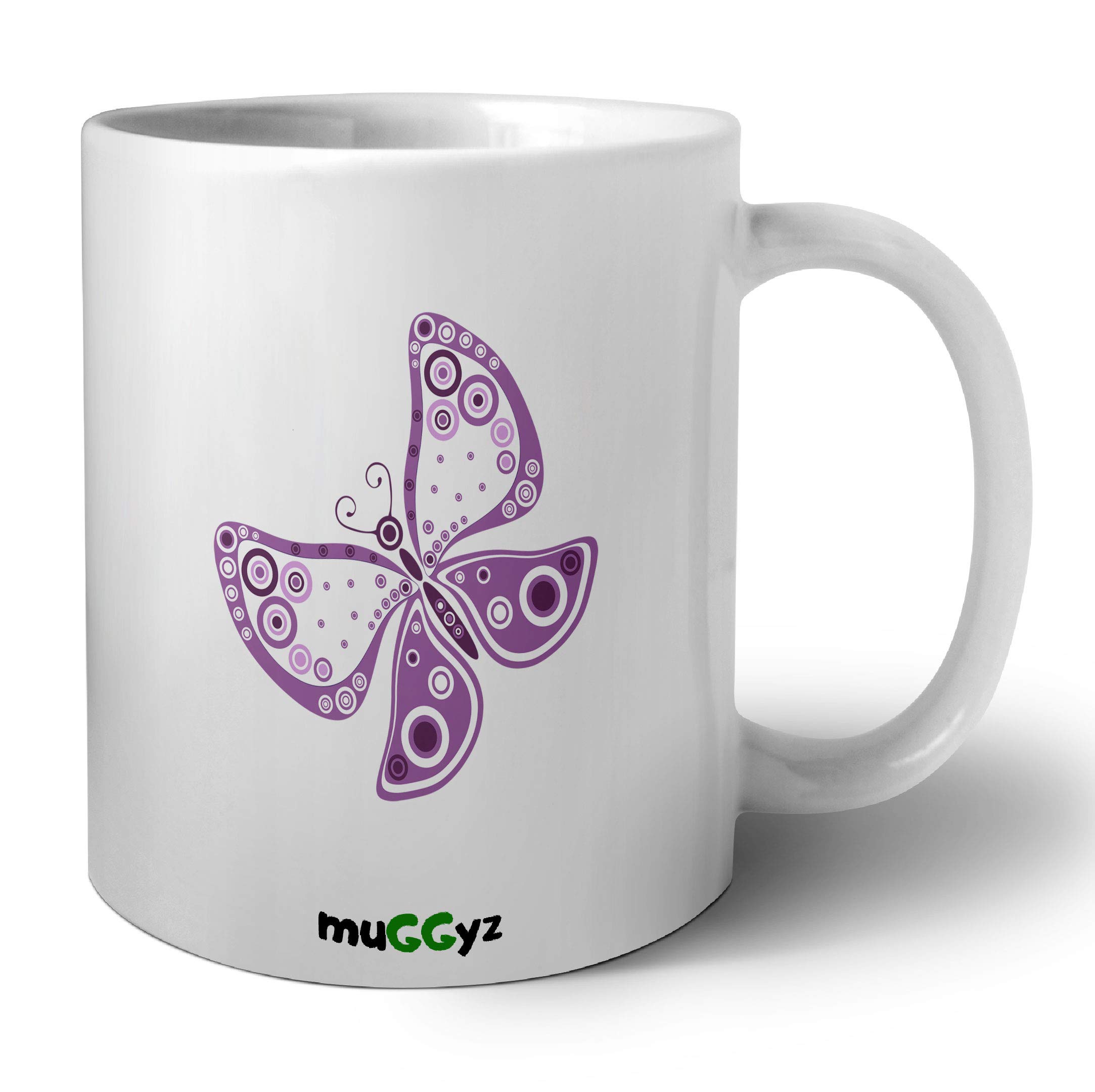 muGGyzCeramic 11oz ceramic coffee mug white printed design Butterflyz6
