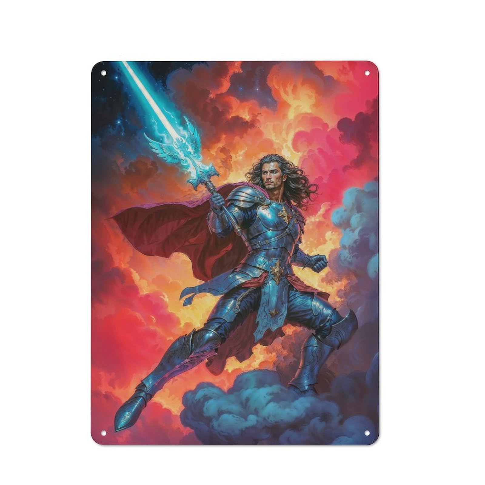 Junmoney Archangel Michael Industrial-Style Metal Plaque 40X30cm For Hallway Wall, A Winter Wall Decor Update For Hallway Decor Lovers