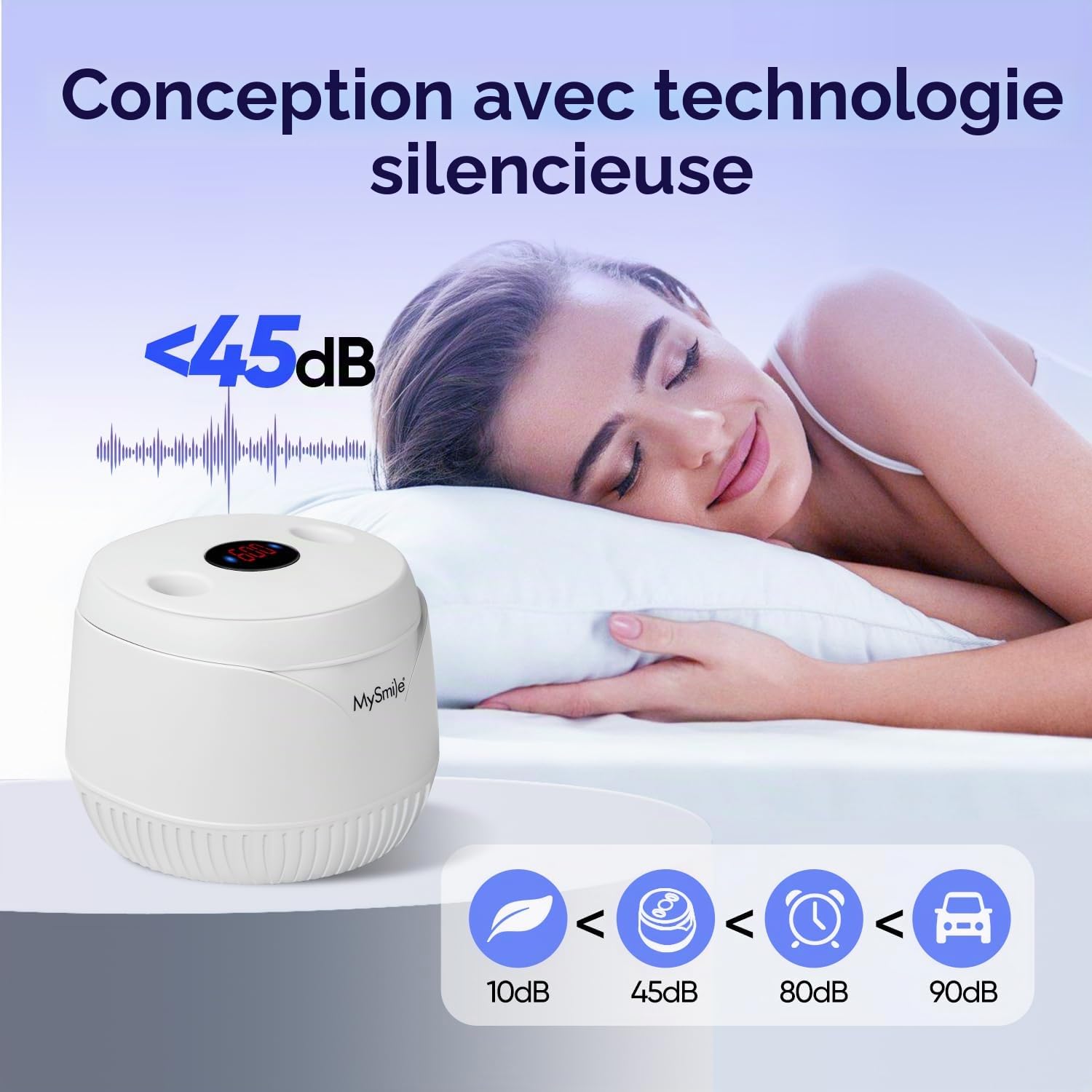 MySmile Nettoyeur de retenue à ultrasons 200ML 45 kHz avec minuterie numérique pour prothèses dentaires