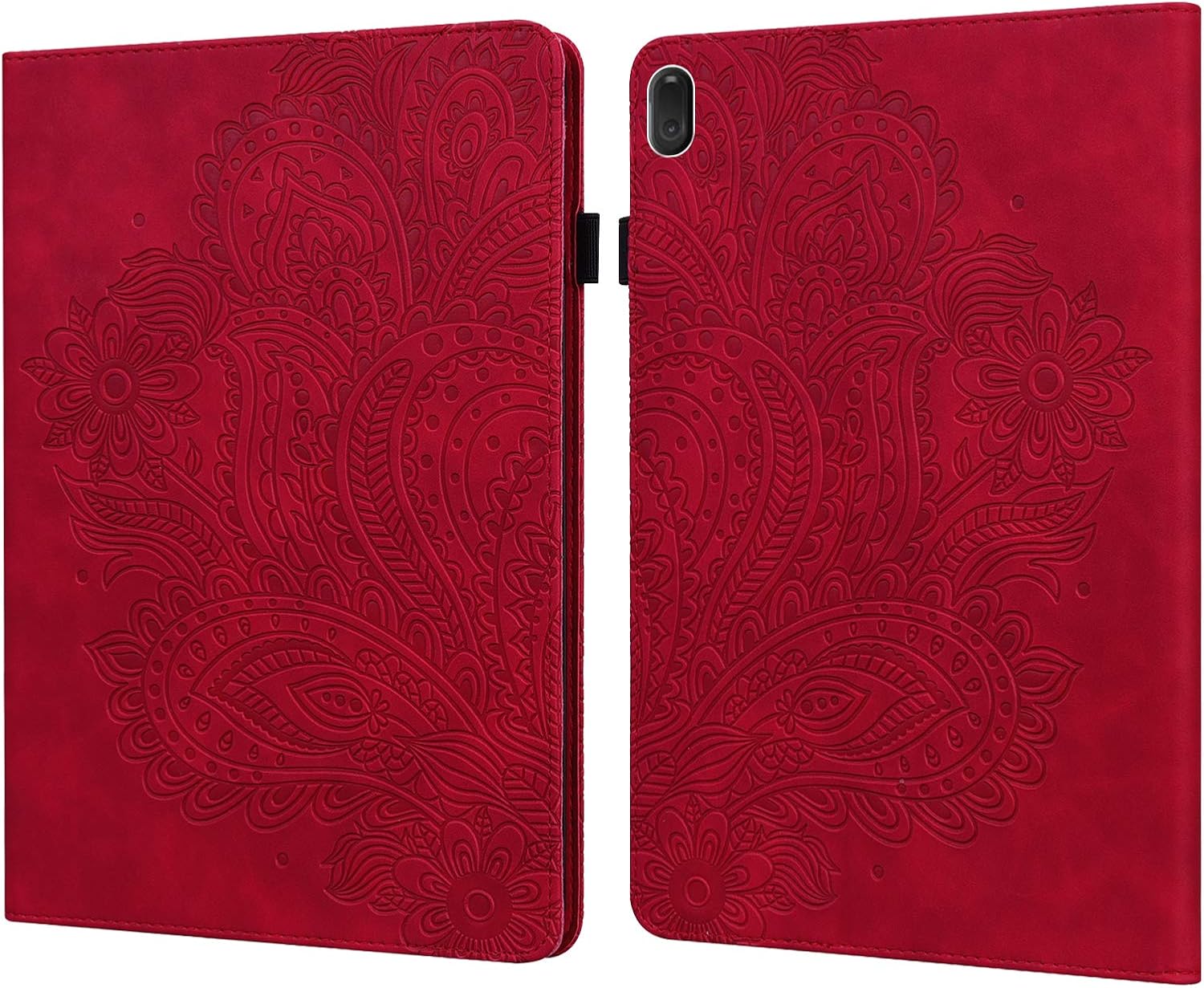 GLANDOTU Tablet Case for Lenovo Tab E10 (TB-X104F) Tablet-lightweight Shockproof Embossed Flip PU Leather Cover Case with fold Stand Protection- Red - Image 3