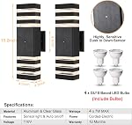 Lumières murales extérieures dusk to Dawn 2 Faites votre valise, 3000K Installation de lumière de porch avant blanc chaud, anti-rouille noir LED Lumières extérieures haut et bas pour la maison