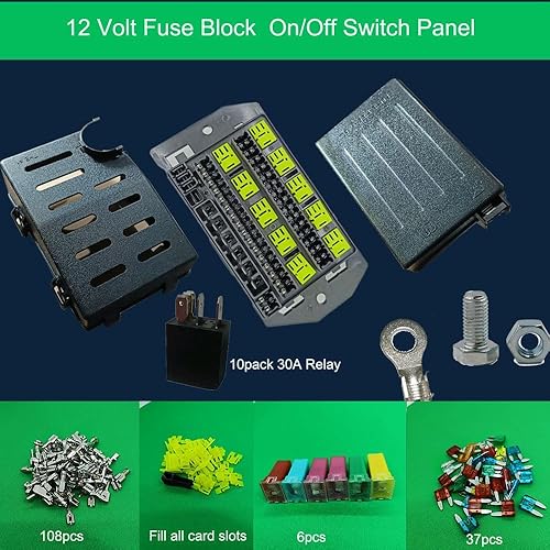 Miniatura 3 de Tierxialqt Bloque de fusibles de relé 12V24V con 10 paquetes de 5 pines 30 A, ranuras de 40 fusibles ATCATO, sistema de relé de control de circuito
