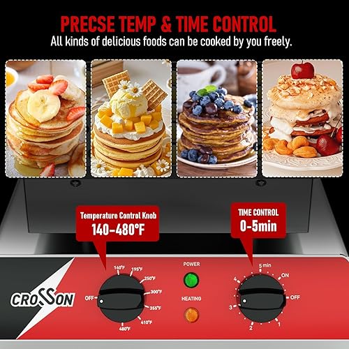 Miniatura 4 de CROSSON Mini máquina para hacer panqueques, 25 unidades de 1.693 in de diámetro holandés para panqueques, parrilla antiadherente de acero