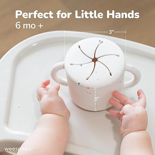 Miniatura 2 de WeeSprout Recipientes para aperitivos, tazas de silicona de grado alimenticio, tapas a prueba de derrames para niños pequeños y bebés, tapas de