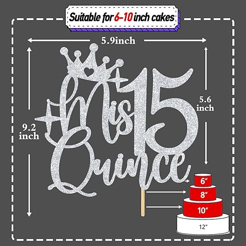 Miniatura 2 de Decoración para pastel de membrillo Mis 15, feliz 15 anosCheers to 15 años de edad, decoración de pastel para niña, suministros de decoración de