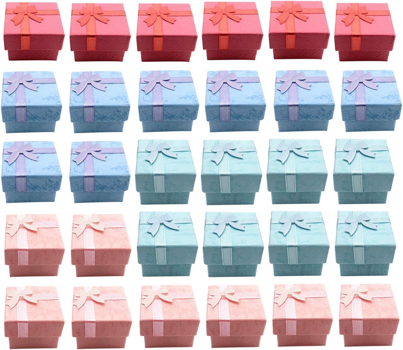 Markeny Cardboard 32 Pcs Gift Box Set Ring For Ring And Earring Jewelry Anniversaries, Weddings, Birthdays, 4Color,Multicolor
