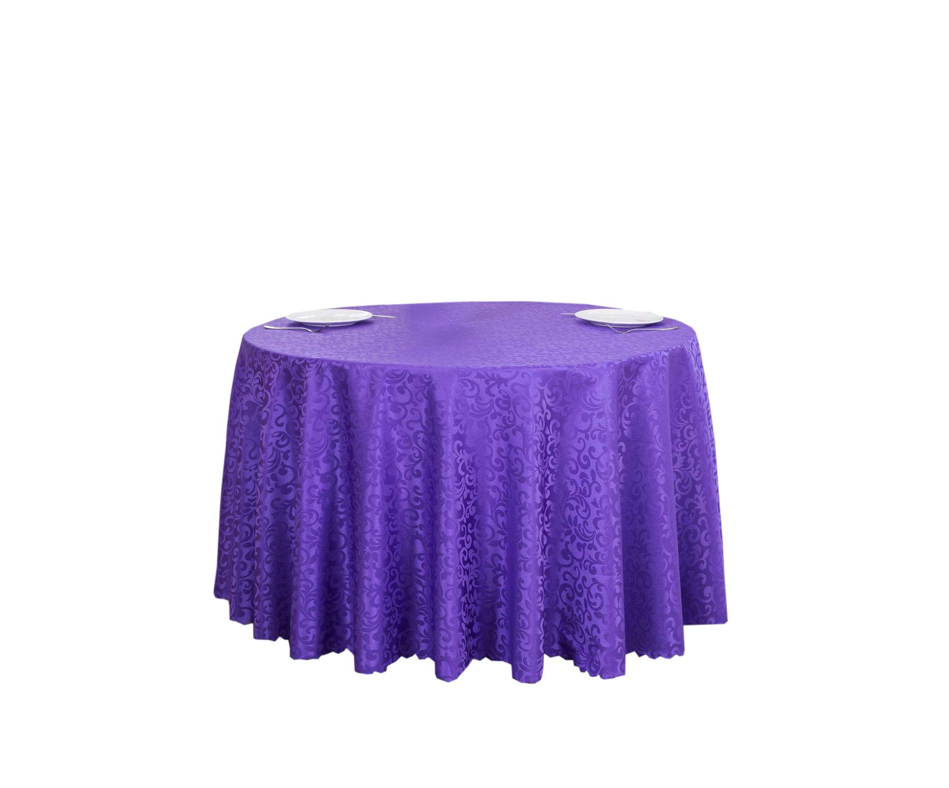 ACVIP Damask Jacquard Round Table Cloth Cover for Hotel Restaurant Banquet Wedding (Purple, 200cm/78.7 inches)