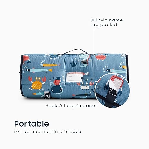 Miniatura 3 de Wake In Cloud - Toddler Nap Mat with Pillow and Blanket, 100% Cotton Fabric, for Kids Boys Girls in Daycare Kindergarten Preschool, Roll Up Sleeping