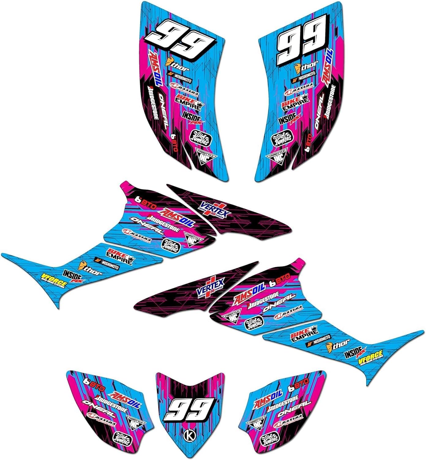 Graphics Kit for Honda TRX 90 (2006-2024) Fracture Series Cyan-Magenta 16 Mil- ATV UTV Custom Racing Graphics Stickers Decals Kit, no-plastics