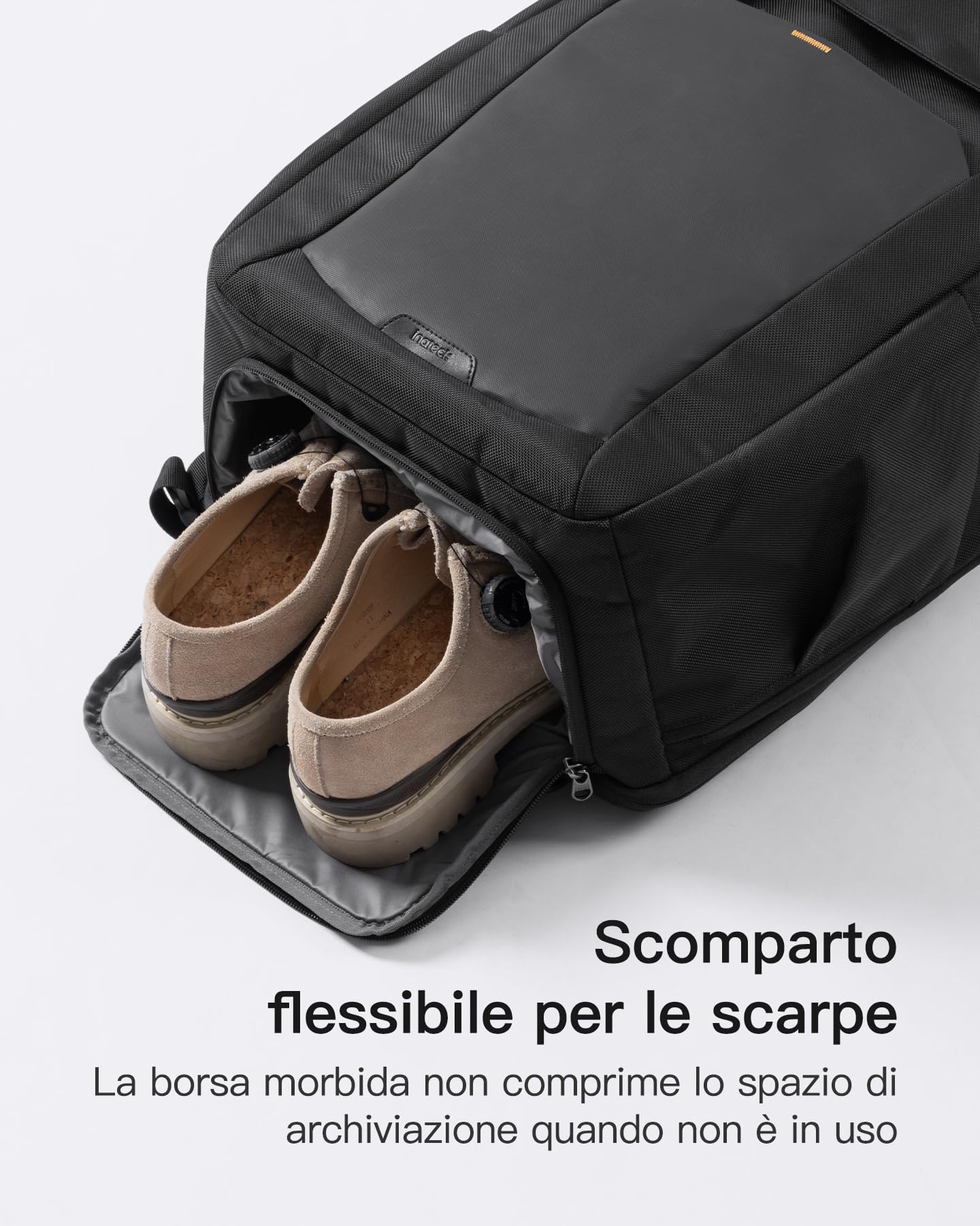 Inateck Zaino Viaggio TSA-friendly, 38L Bagaglio a Mano con Scomparto per Scarpe Separato, per Donna Uomo Resistente agli Schizzi, Nero