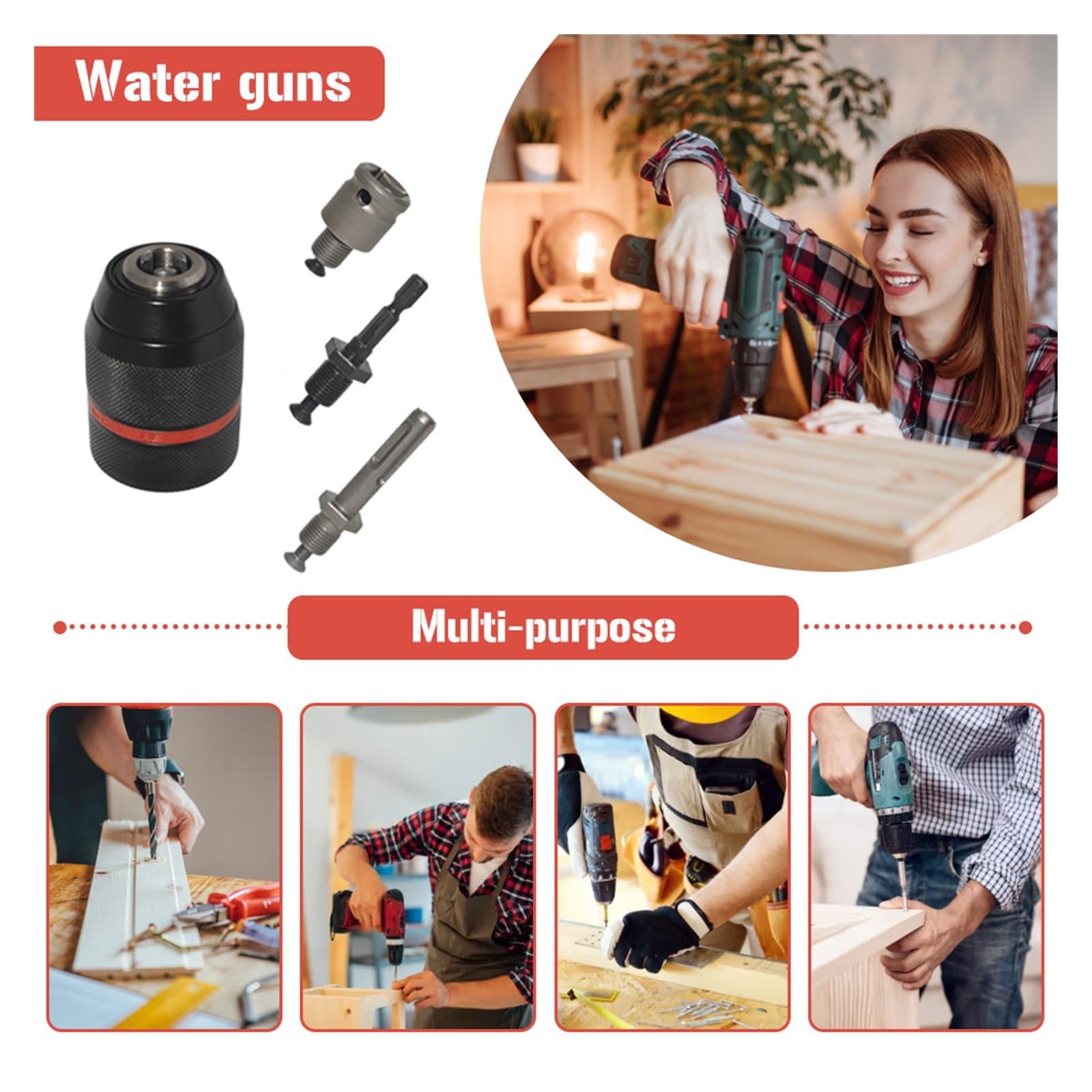 Uchwyt wiertarski Uchwyt wiertarski SDS 1,5-13 mm Bezkluczowy uchwyt wiertarski Konwerter szybkiej wymiany Adapter bezkluczykowy 1/4 cala Uchwyt sześciokątny Narzędzia do mocowania (Color : StyleE)