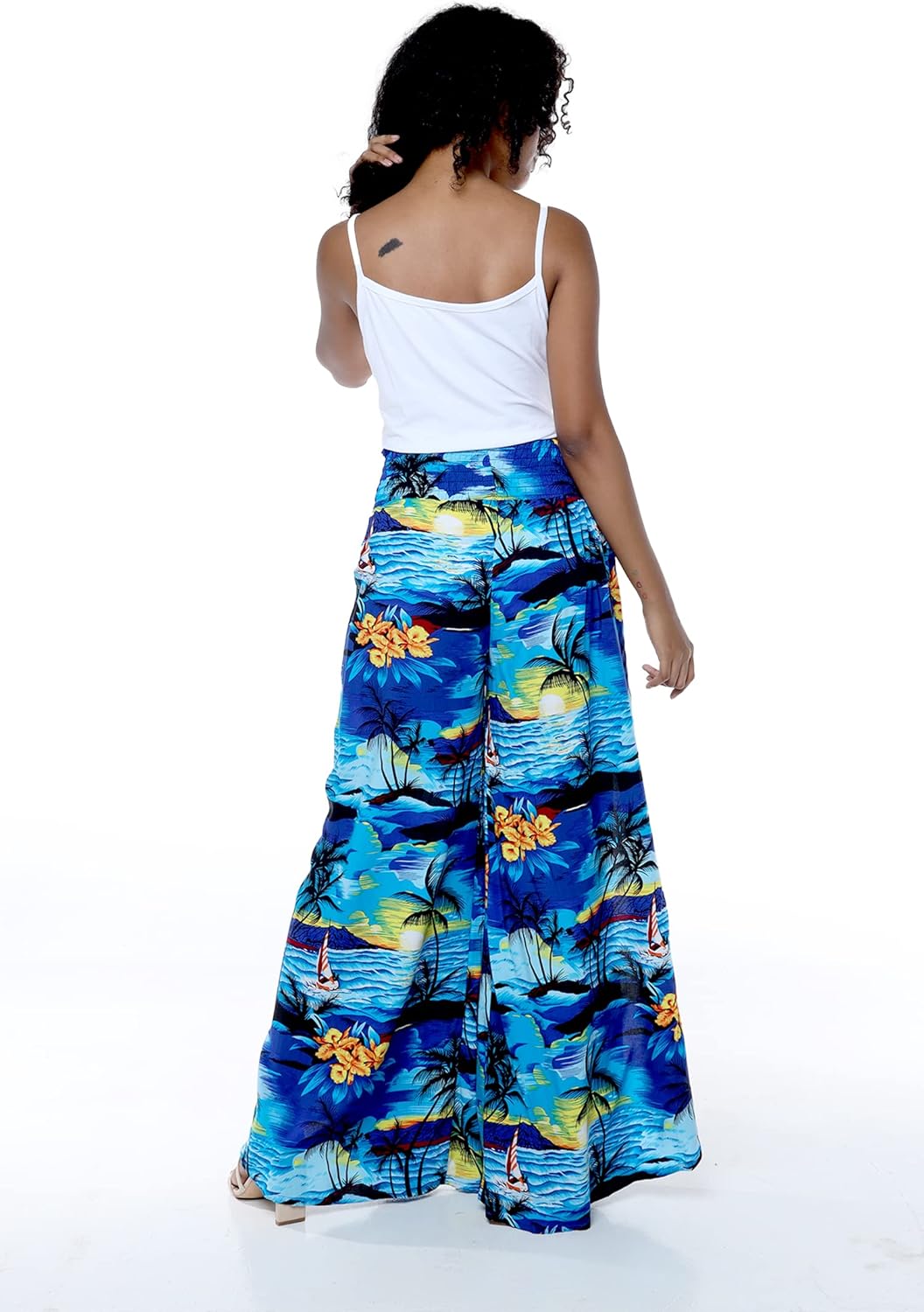 Matchable Couple Hawaiian Luau Shirt or Wide Legged Pants in Sunset Blue