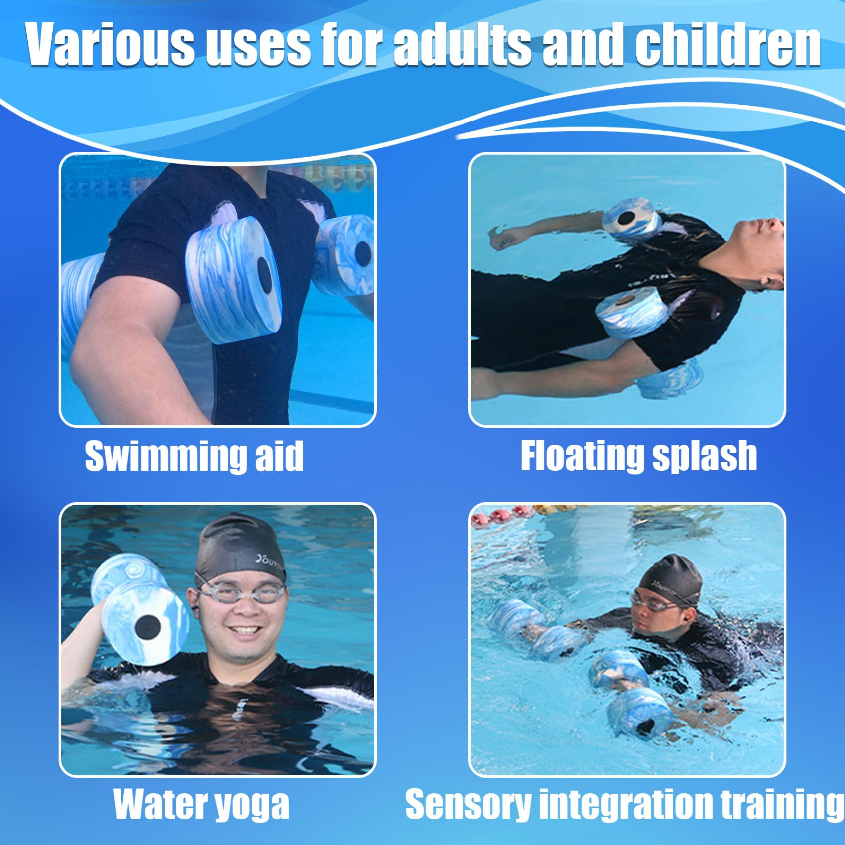 Pesi dell'acqua per esercizi in piscina, manubri in schiuma EVA da 2 pezzi | Schiuma EVA ad alta densità, adatta a utenti adulti, ideale per l'aerobica in piscina