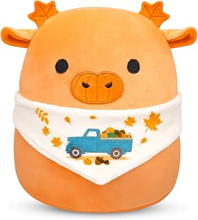 Fall Cow Stuffed Animal, 8in Cow Plush Pillow Fall Stuffed Animal Toy | Fall Cute Stuffy Plushies Home Decor Birthday for Kids Girls Boys