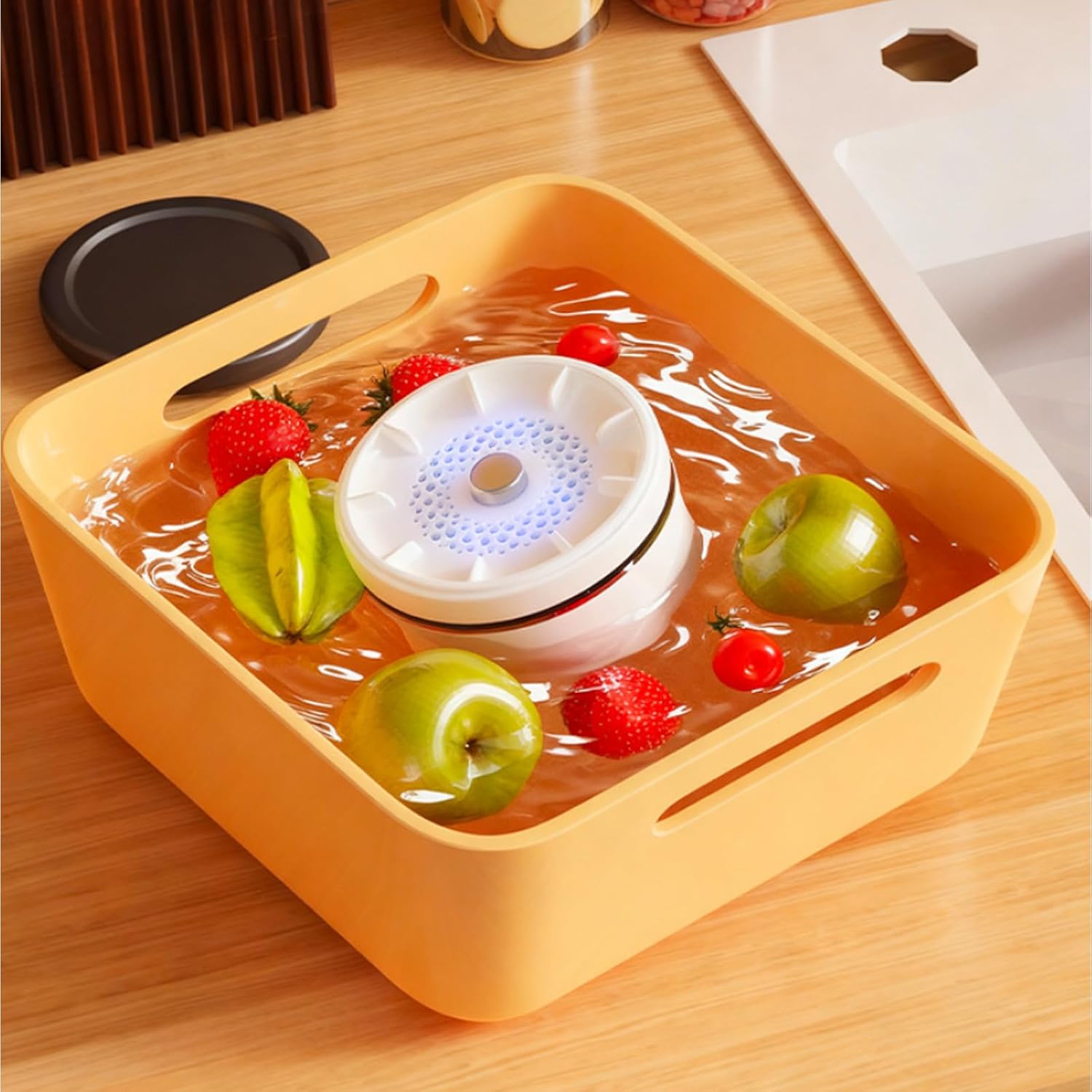 Fruit and Vegetable Washing Machine, Effortless Vortex Waterproof Fruit and Vegetable Washer Purifier, Fruits Cleaner Device for Home Kitchen (2Pcs)