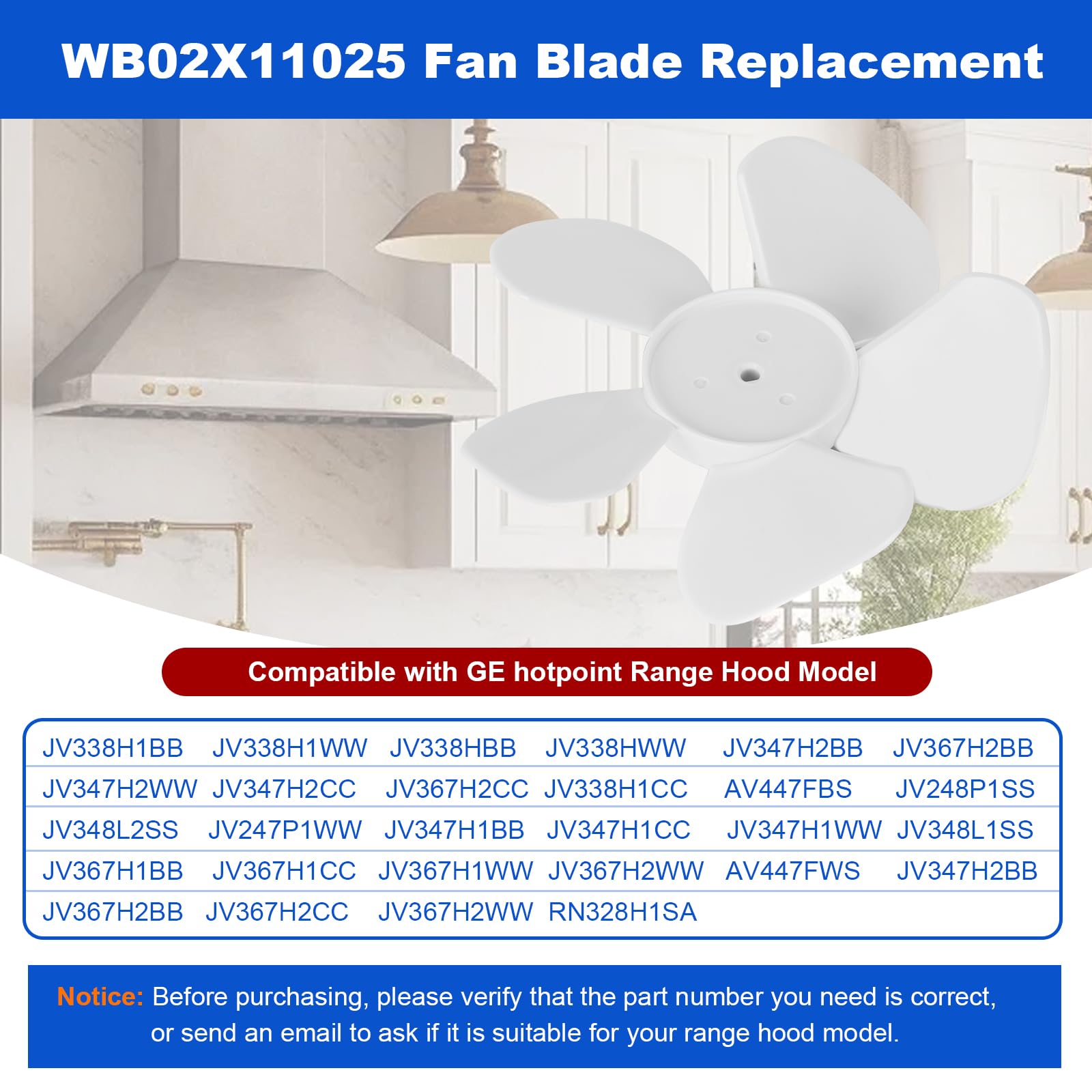 Official GE WB02X11025 Range Hood Fan Blade