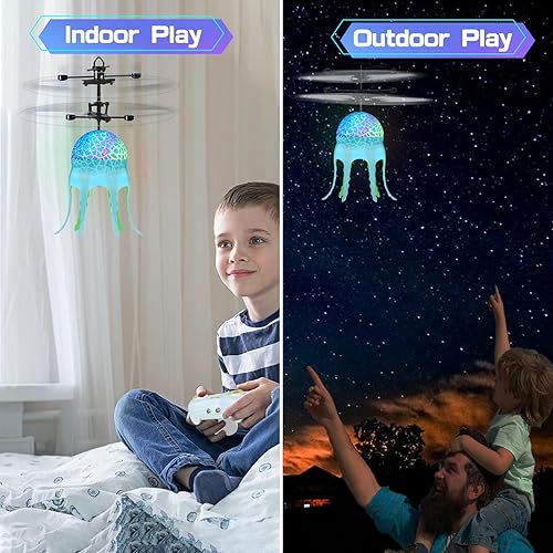 Miniatura 2 de Helicóptero de medusas a control remoto, drones de bola voladora a control remoto, juguetes para niños y niñas de 5-7, 8 a 10 años, juguetes