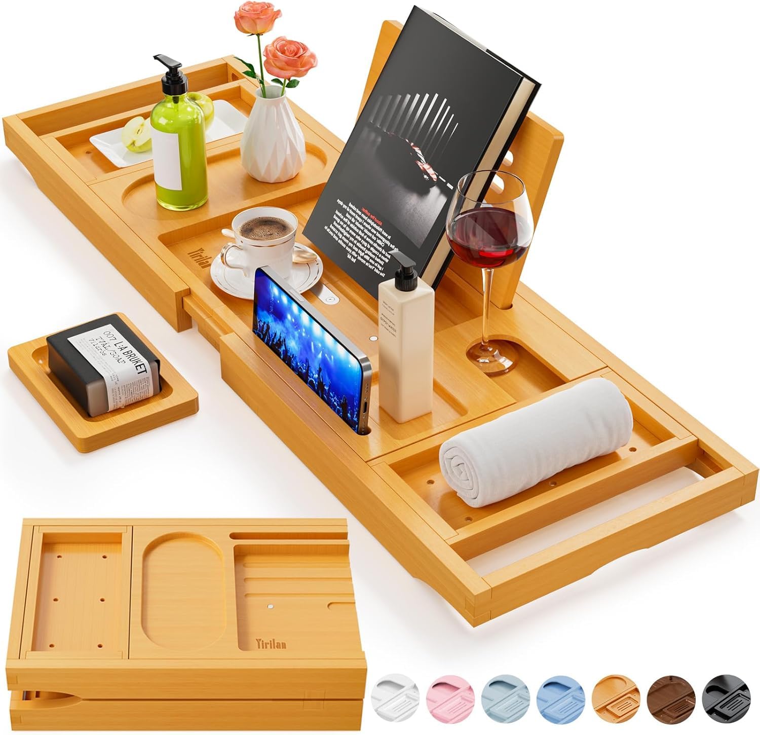 Yirilan Premium Bathtub Tray Caddy, Expandable Bath Tray, Foldable Premium Bath Caddy, New Home