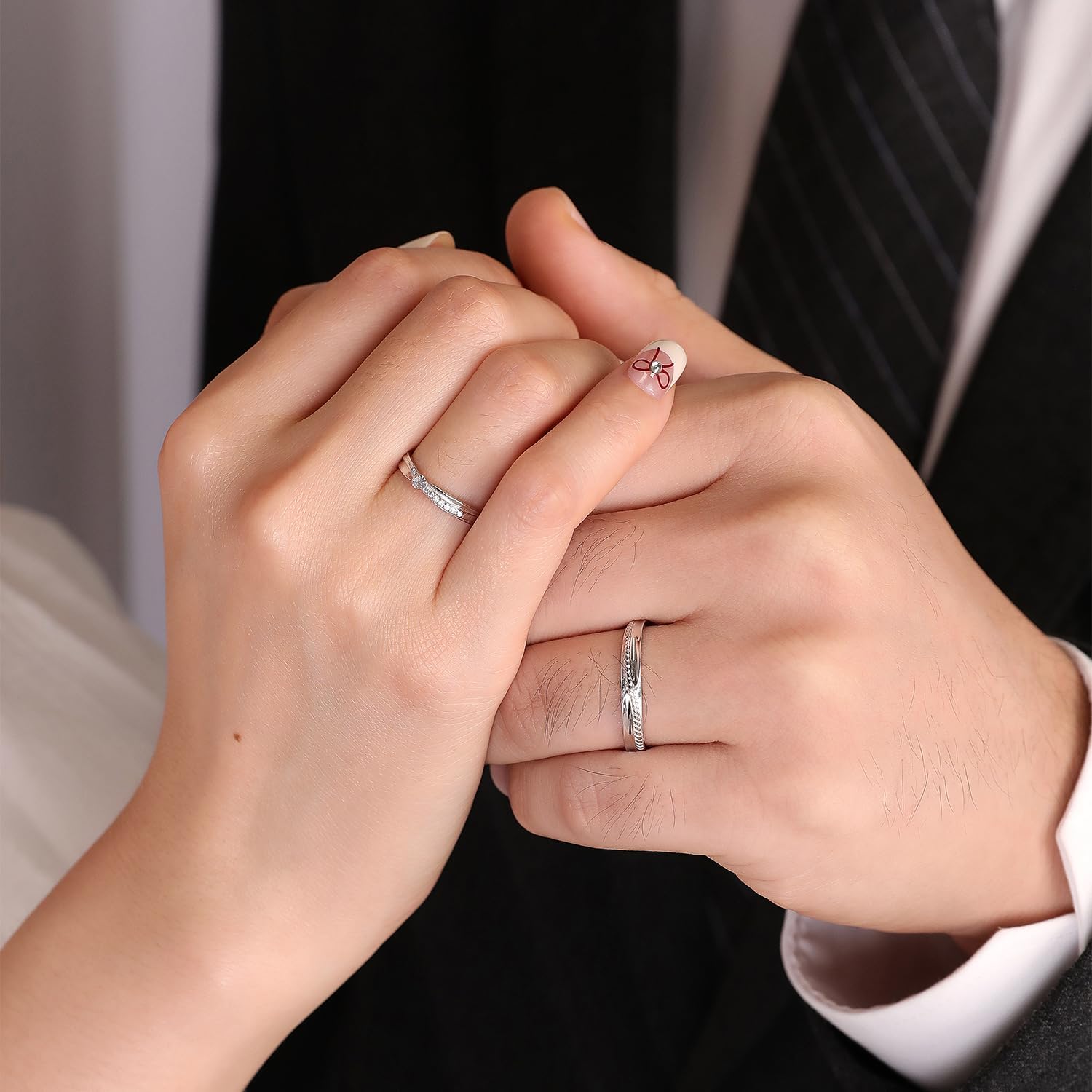 Meissa Engagement Rings for Women 925 Sterling Silver Knot Ring Promise Rings Matching Couple Rings Set Size Adjustable Handmade Rings for Wedding Anniversary