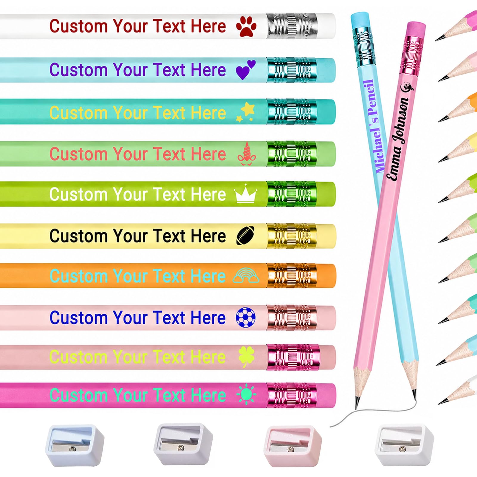Lot de 2 crayons personnalisés avec nom et logo