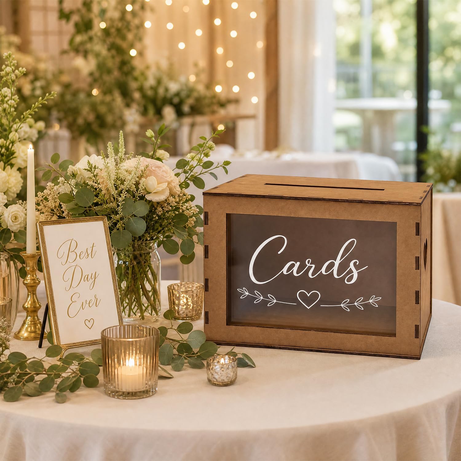 Large Wooden Wedding Card Box for Graduation Party Reception Table