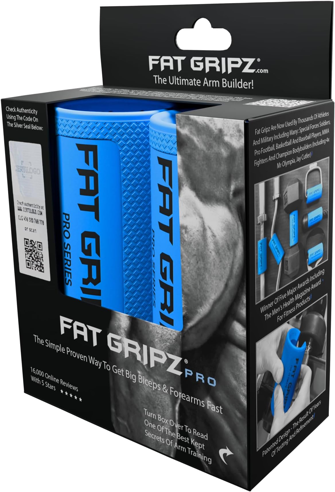 Fat Gripz - The Simple Proven Way to Get Big Biceps & Forearms Fast Used by Many NFL Players & Special Forces Soldiers (2.25 Outer Diameter)