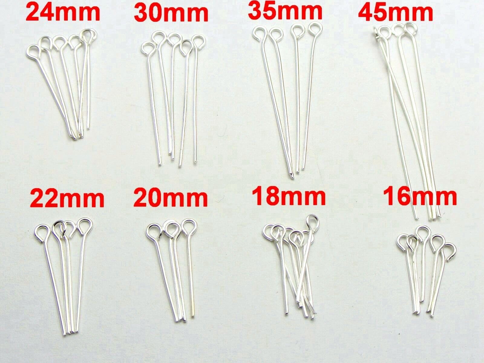ALBERTAD 800 Mixed Size Silver Plated Eye Pins 16Mm-45Mm Crafts DIY Jewelry Making