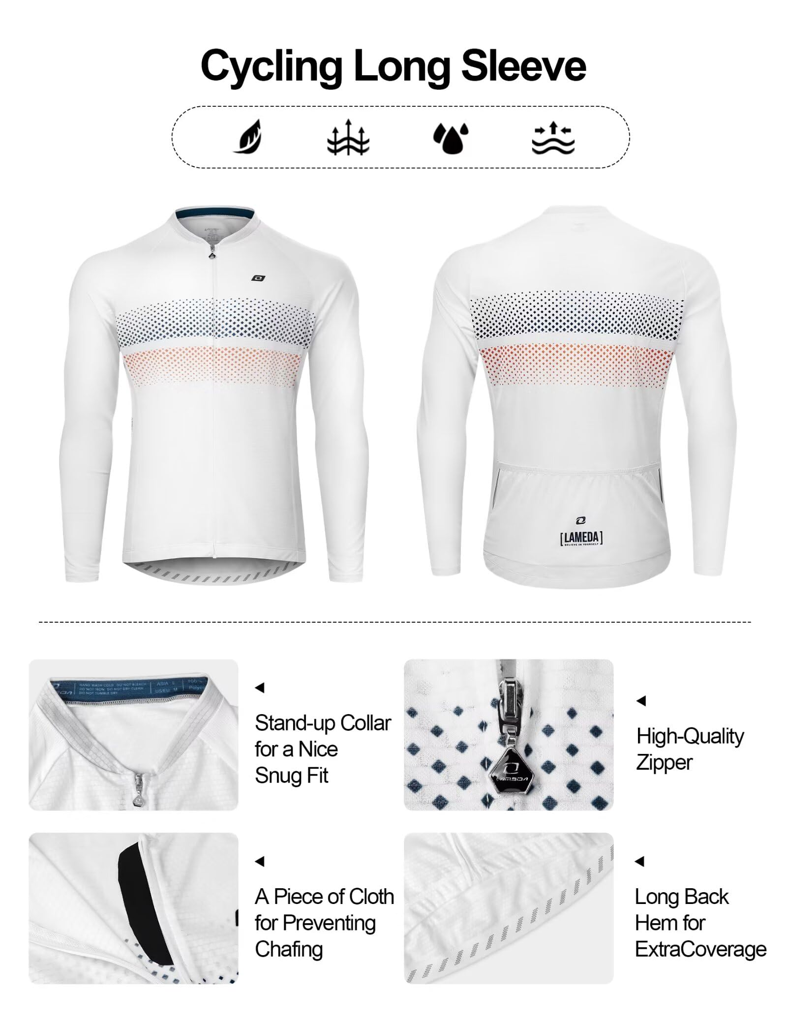 INBIKE Fahrradtrikot Herren Langarm Rennrad Fahrrad Shirt Atmungsaktiv Leicht Schnell Trocken Reflektierend mit 3 Gesäßtaschen