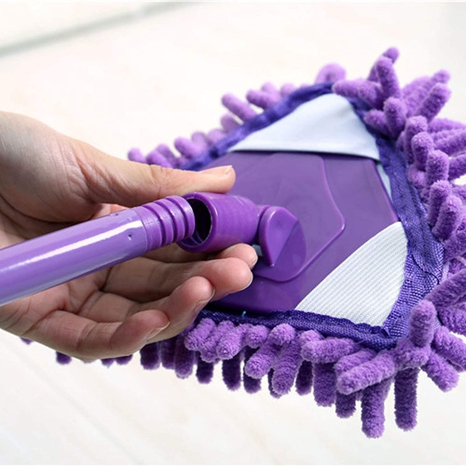 Mopa telescópica de limpieza para limpieza en húmedo y seco, mopa de microfibra de rotación de 180 grados para uso doméstico versátil, ligera y fácil de maniobrar