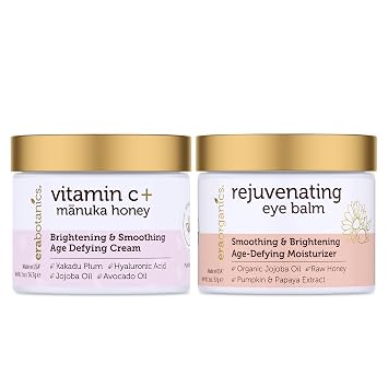 Era Organics Vitamin C Face & Organic Eye Cream Nourishing Vitamin C Face Cream for Fine Lines, Wrinkles + USDA Organic Eye Balm for Puffiness, Bags Made in USA, Safe For Sensitive Skin