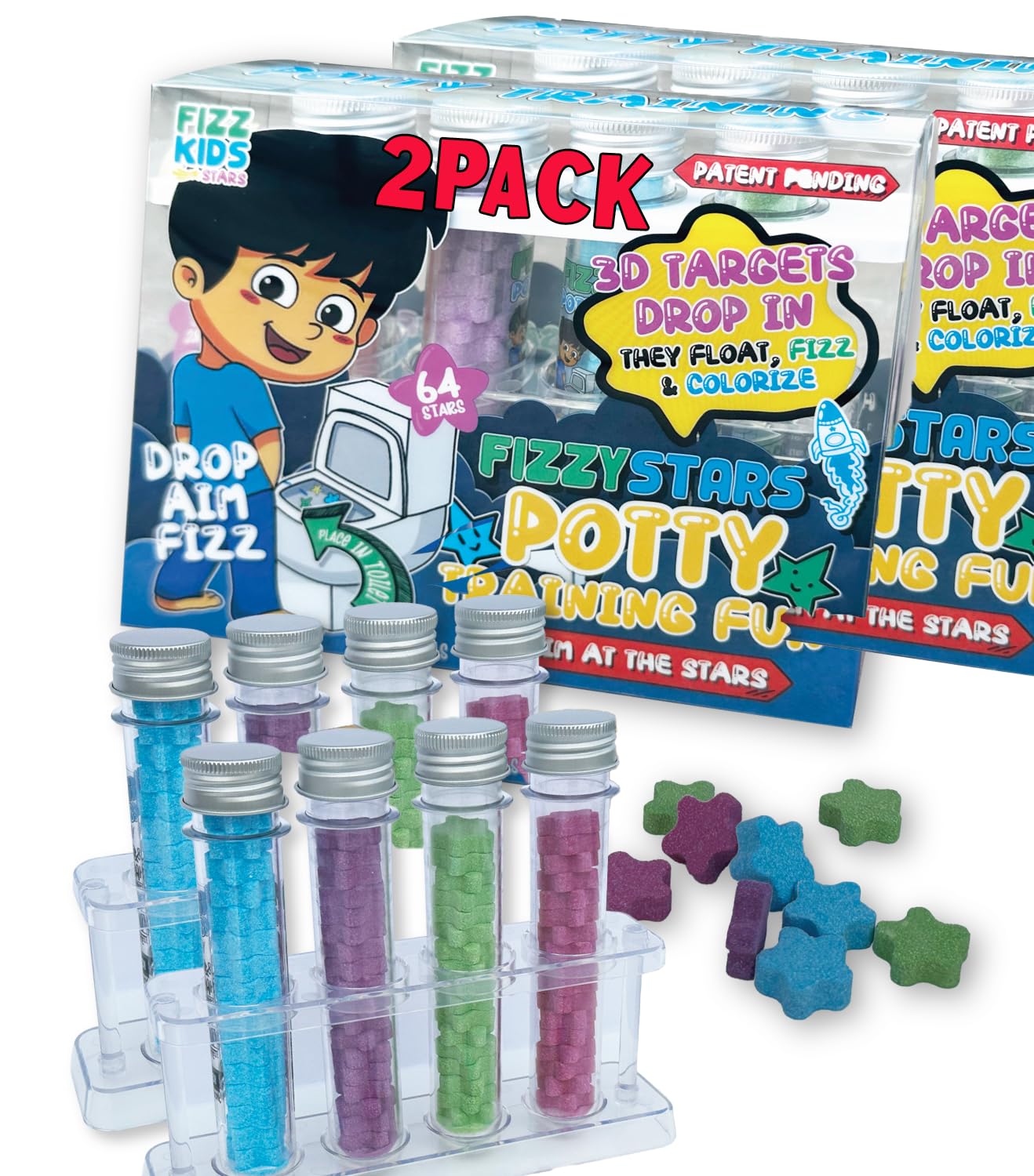 Potty Training with Aiming Pee Targets Turns Bubbling Colouring Targets - Fun Urinal Learning Kit for Toddlers/Boys - Funny and Engaging Newest Idea (2 Pack)