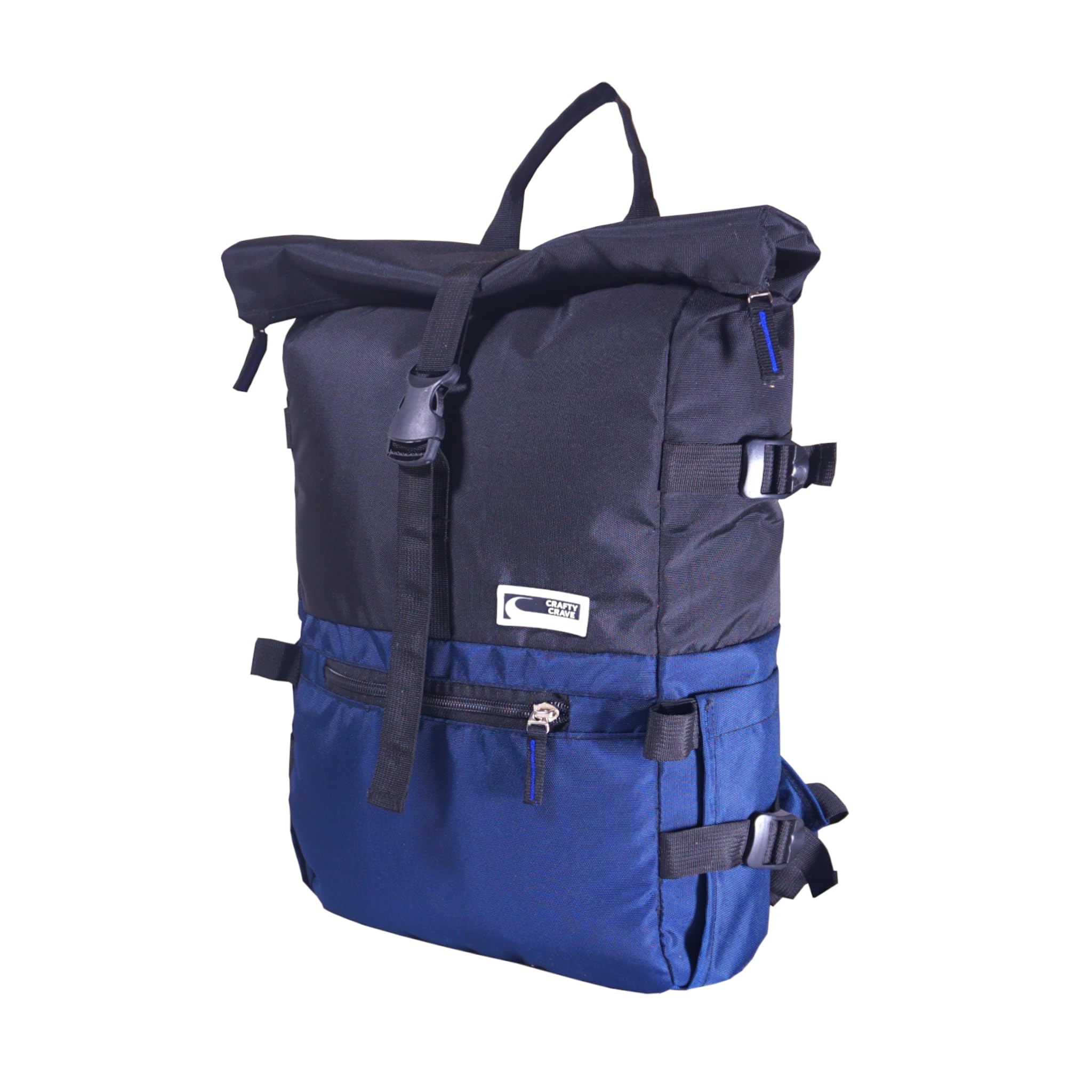 Roll Top Expandable stylish Backpack for Boys & Girls, Men & Women | 21L to 28L Premium College, Laptop, Gym, Travel, Daily Use Bag with Laptop Sleeve & Bottle Holder - Blue Black-image-18