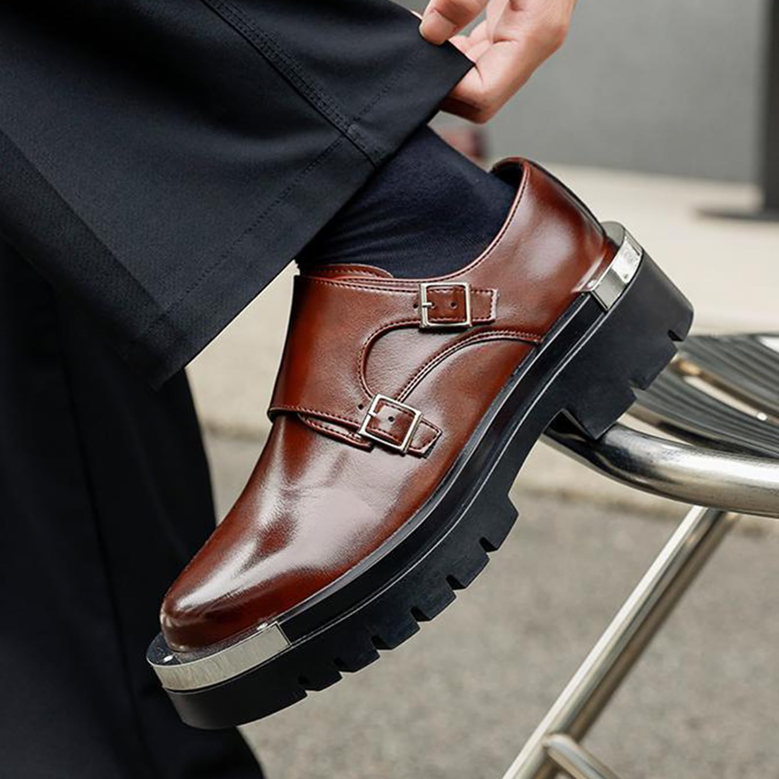 Mocassini Plateau Uomo Scarpe Eleganti Slip-On Comode