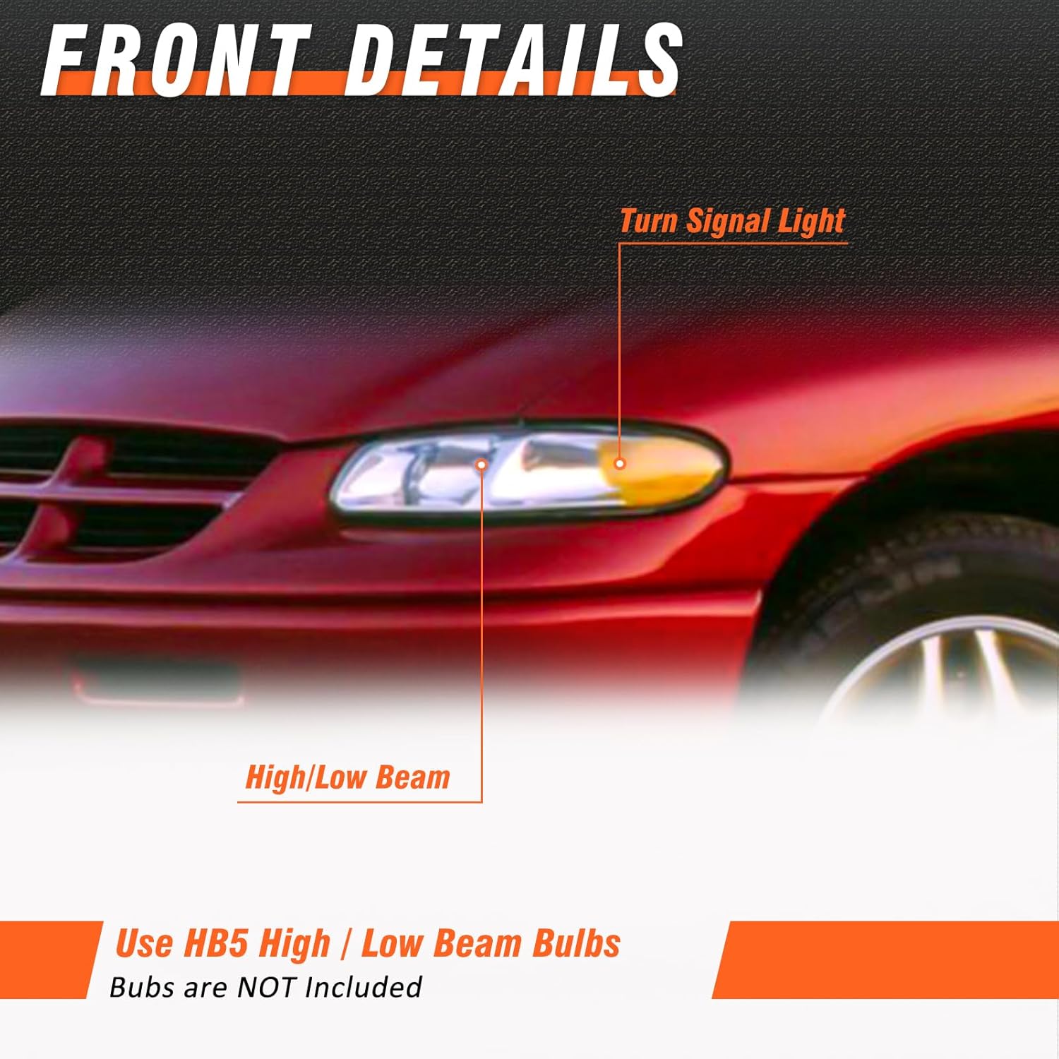 for Dodge Grand Caravan 1996-2000 Headlight Assembly compatible with 1996 1997 1998 1999 2000 Chrysler Town & Country Chrome Housing with Amber Reflector Headlamp Replacement Pair