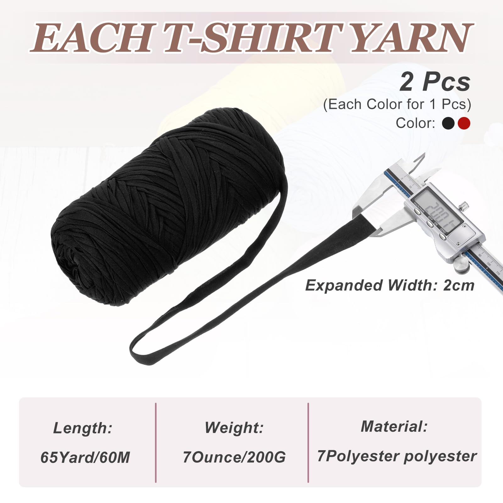 PATIKIL T-Shirt Yarn for Crocheting with 1 Crochet Hook - Image 2