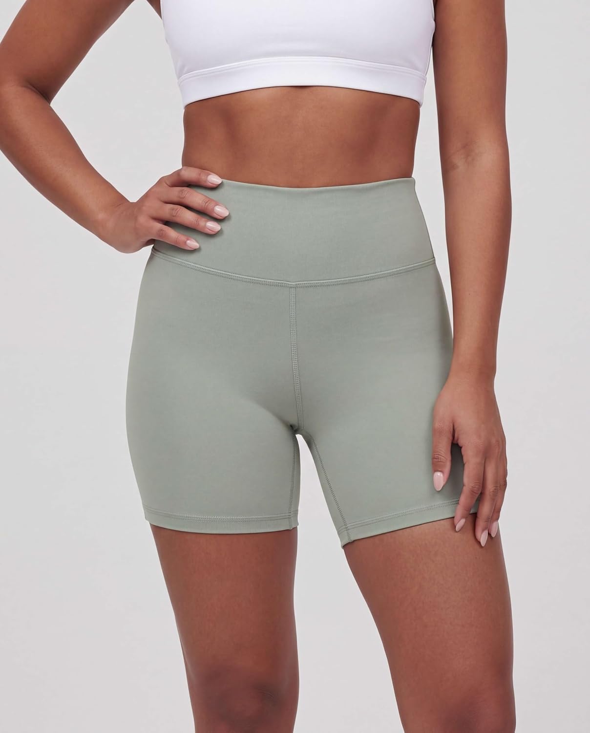 Real Essentials 4 Pack: Women's 6" High Waisted Biker Shorts - Tummy Control Spandex Workout Gym Yoga Running Athletic Shorts