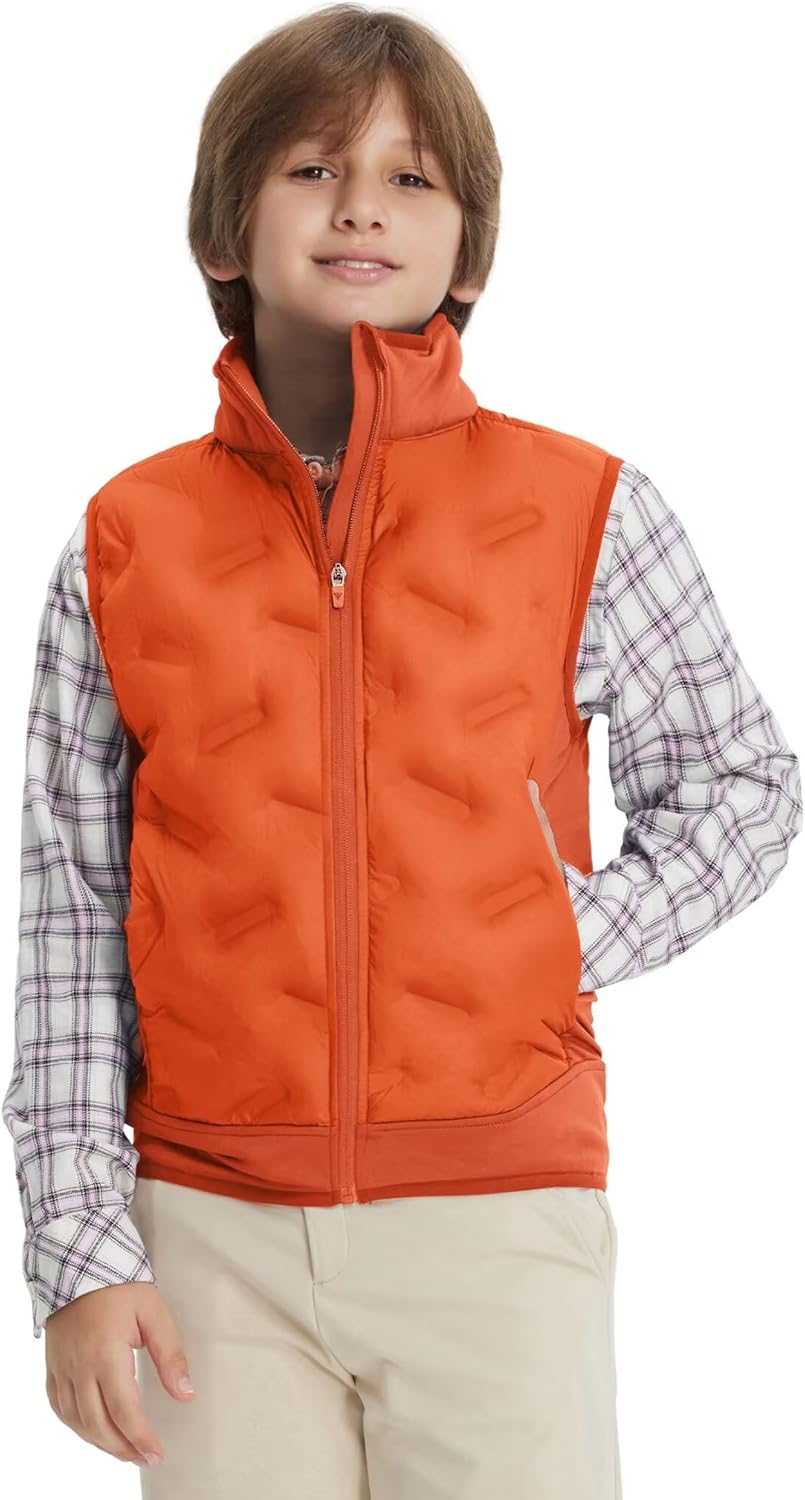 M MAELREG Boys Puffer Vest Lightweight Sleeveless Quilted Full Zip Jacket Winter Warm Water Resistant for Outdoor Activities