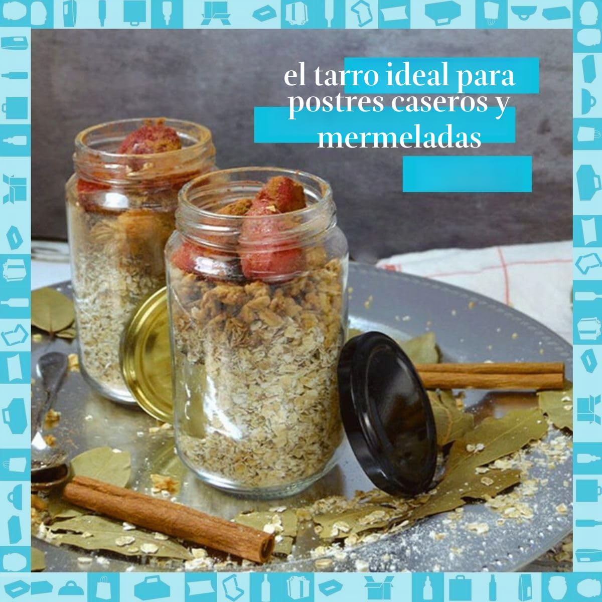 Espirito Rebelde - Lote de 20 tarros de cristal vacíos de 370 ml con tapa - tarros para conservación, mermelada, conservas, miel y especias | Regalo de boda