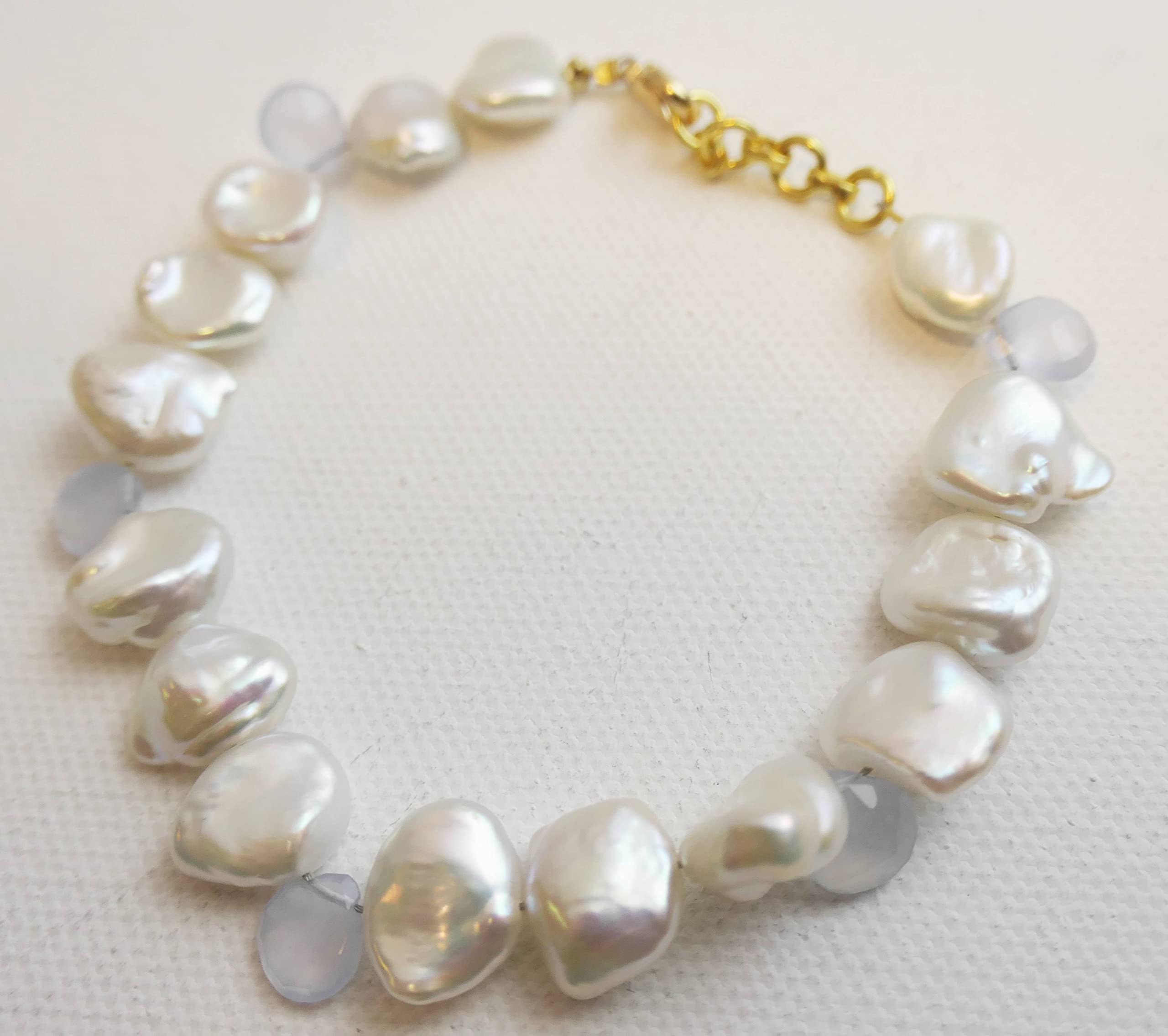 Süßwasser Zuchtperlen und Chalcedon Armband für Damen