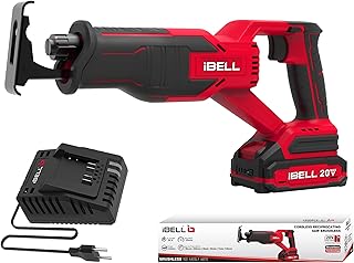 iBELL BR20-48 Cordless Reciprocating Saw | 20V Cutting Tool for PVC, Wood & Steel | 2700 RPM | 23mm Stroke Depth | 2.0Ah Battery & Charger Included