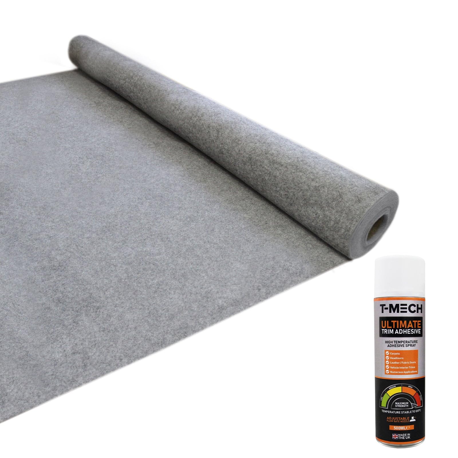 T-Mech Dark Grey Camper Van Lining Carpet 4 Way Super Stretch 2M Wide 5.5M Long 11M2 With 5 Cans Of Glue Coverage Car Motorhome Vehicle Interior Campervan Conversion Kit Polypropylene Fits Any Make Or Model