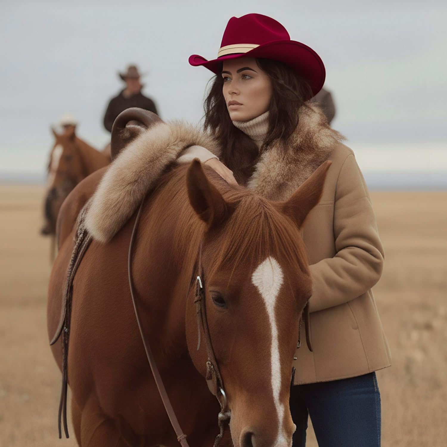 MIX BROWN Cowboy Hat 100% Wool Water-Resistant Cowgirl Hat Western Hats for Women Men Felt Outback Panama Rancher Hat