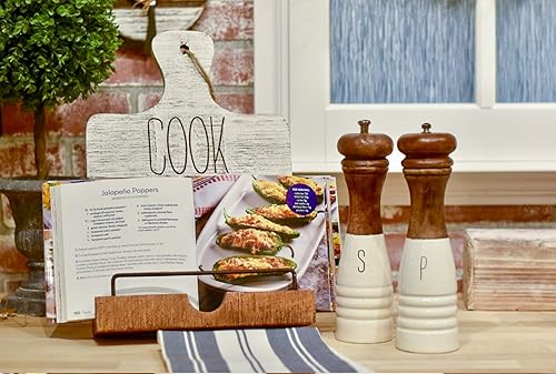 Miniatura 3 de Mud Pie Farmhouse - Molinos de madera y esmalte para sal y pimienta, 10 1/2" x 3" (de) diámetro, blanco, marrón