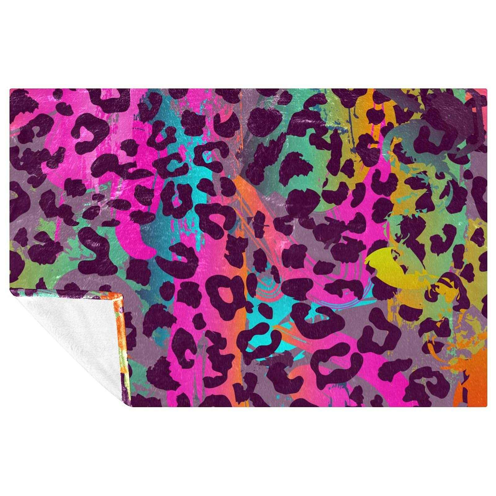 Couverture chaude et douce en léopard coloré isolante pour le lit ou les nuits de camping