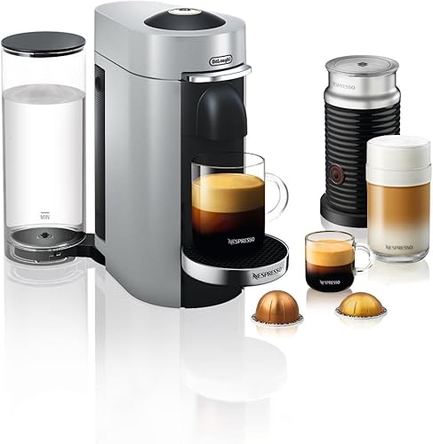 Delonghi ENV155SAECA Nespresso VertuoPlus - Cafetera y espresso con Aeroccino, color plateado