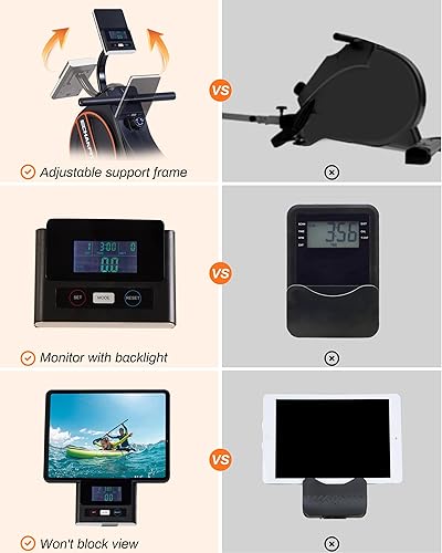 Miniatura 7 de ECHANFIT Máquina de remo con pantalla LCDretroiluminaciónmonitor electrónico opcional, resistencia magnética ajustable de 1632 niveles, capacidad de