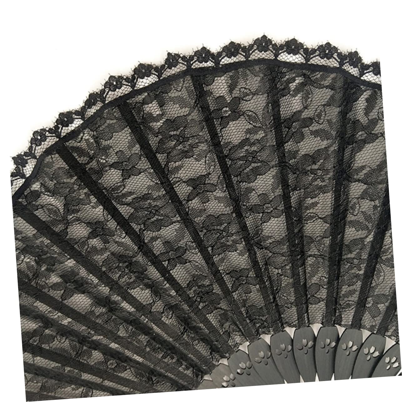 STOBAZA 6stücke Handgefertigte Fächer Im Retro Japanischen Stil Elegante Klappfächer Mit Spitzenverzierungen Partygeschenke Für Frauen Und Damen Schwarze Oberfläche Mit Spitzen
